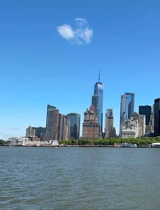 Manhattan skyline viewed from a yacht charter