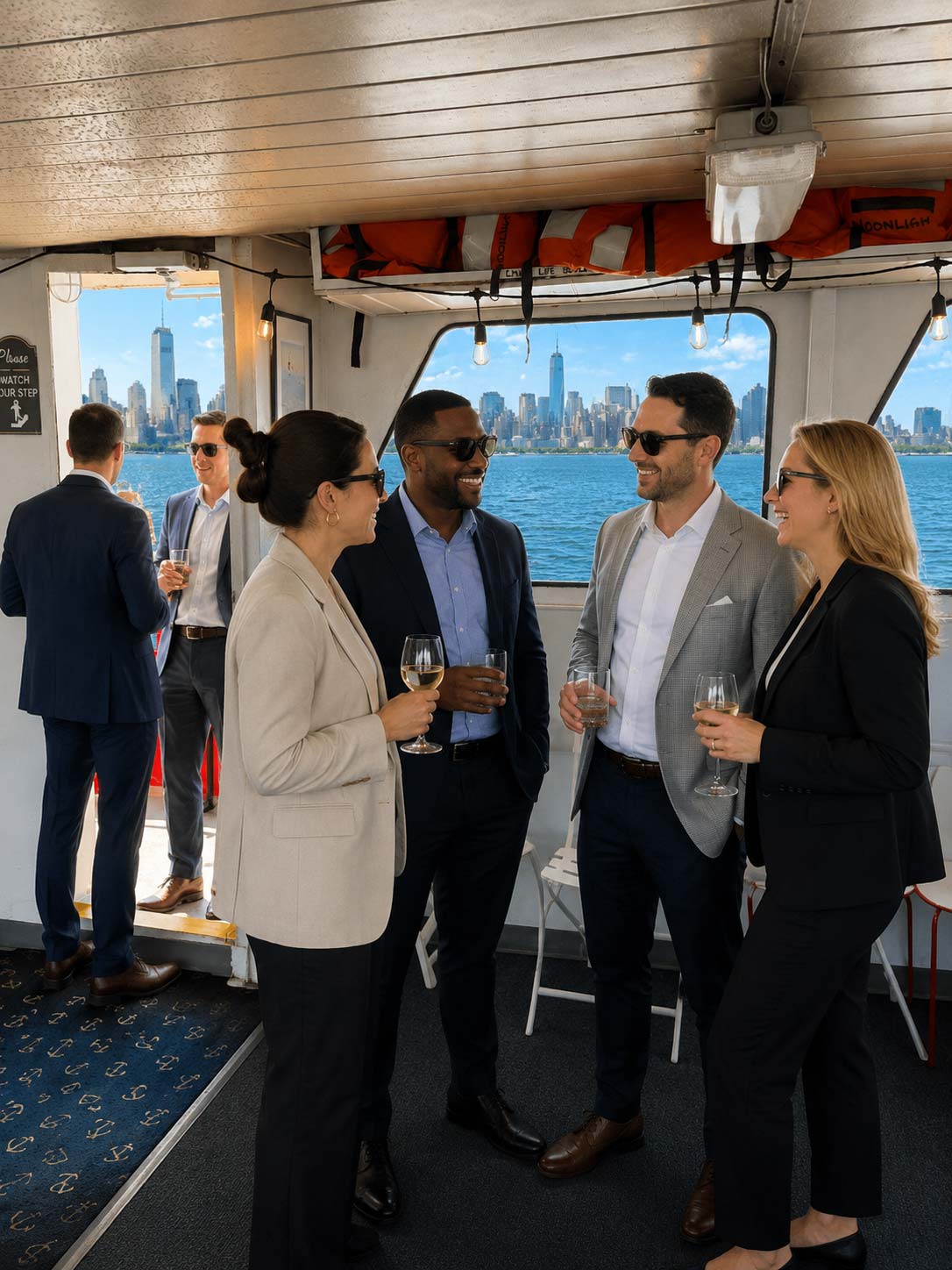 Private yacht cruising New York Harbor
