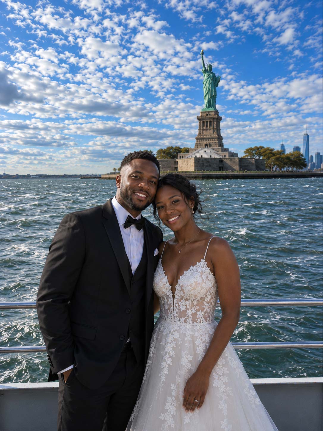 Wedding reception with skyline views